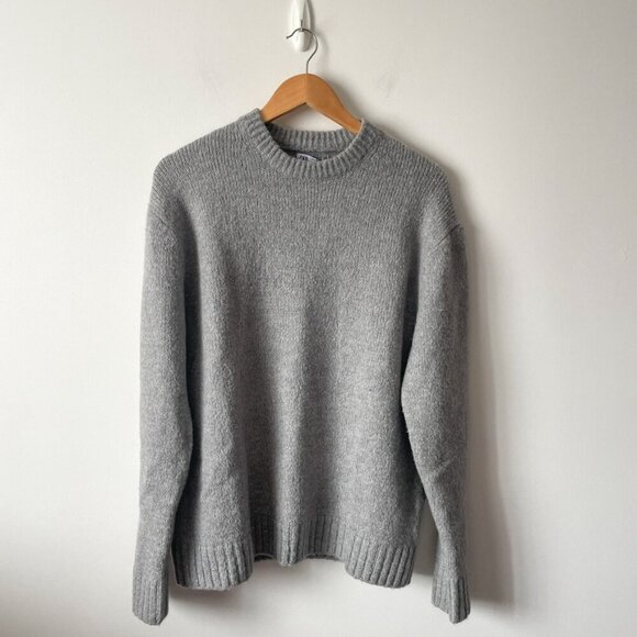 Zara Knit Wool Alpaca Blend Crew Sweater NWT Grey Medium - Picture 1 of 6